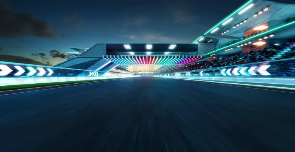 
3d Moving racetrack with arrow neon light decoration