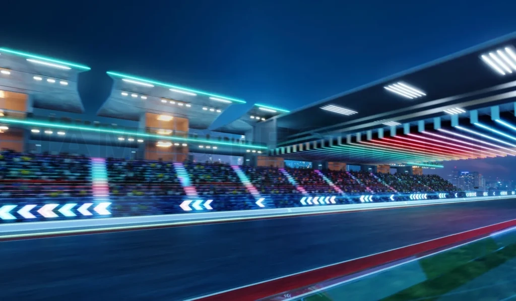 
3d Moving racetrack with arrow neon light decoration
