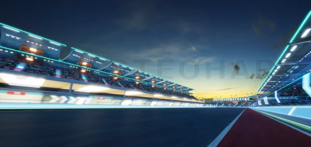 
3d Moving racetrack with arrow neon light decoration