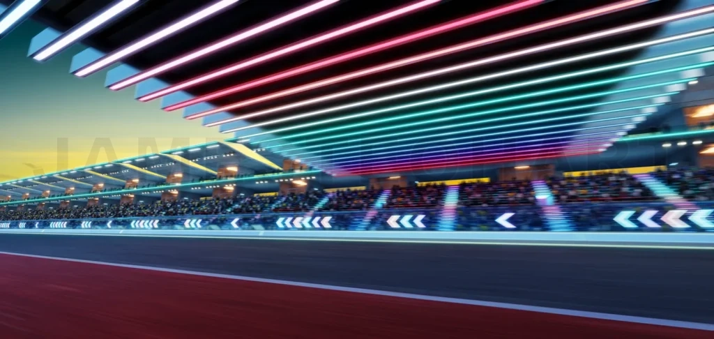 
3d Moving racetrack with arrow neon light decoration