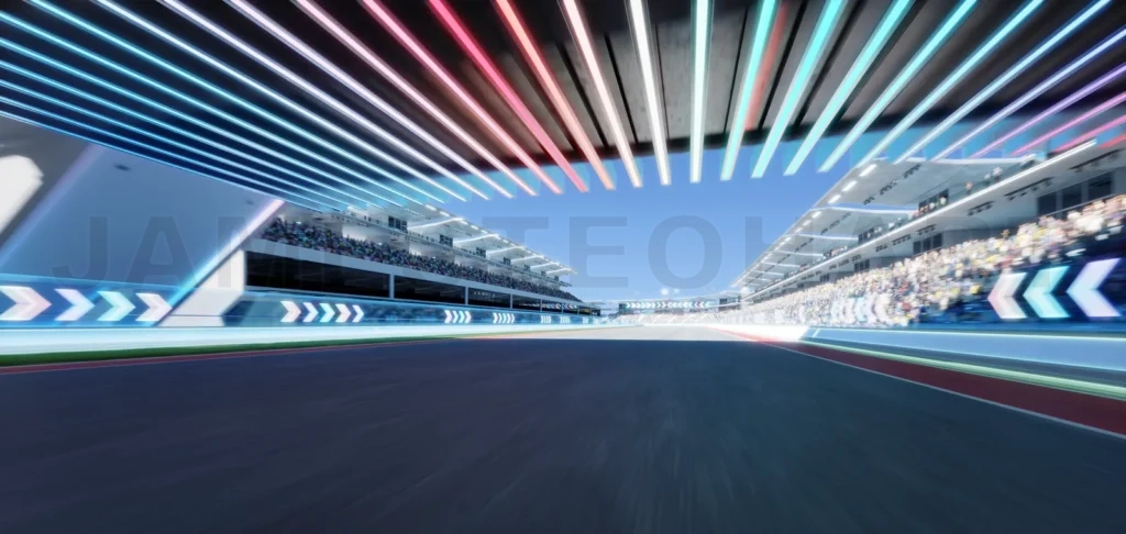 
3d Moving racetrack with arrow neon light decoration