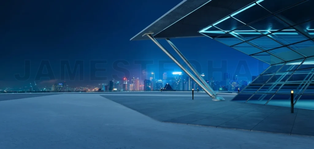 
3D empty concrete floor with polygon shape design modern buildin