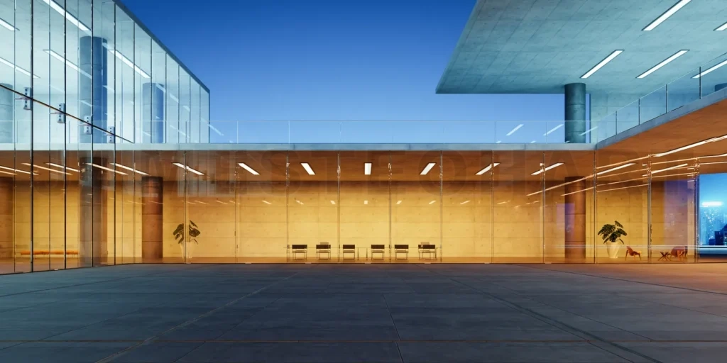 
Modern glass wall commercial buildings exterior