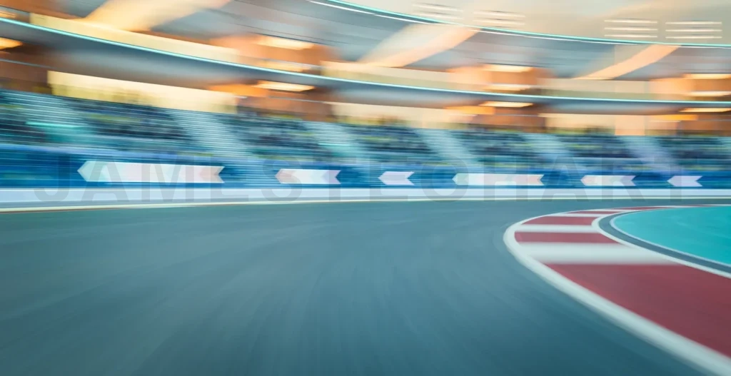 
3d rendering racing concept of evening scene futuristic racetrac