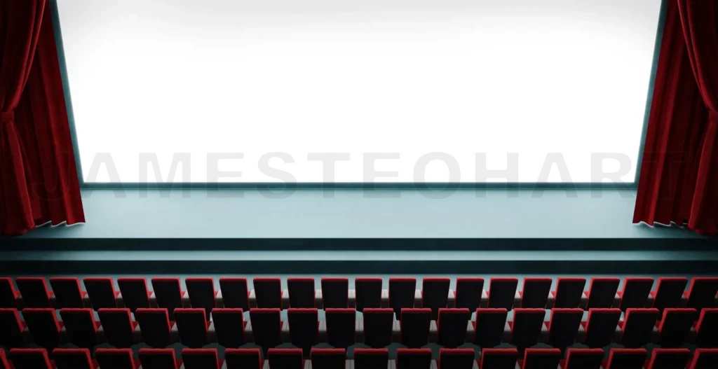 
3d rendering empty cinema with white screen