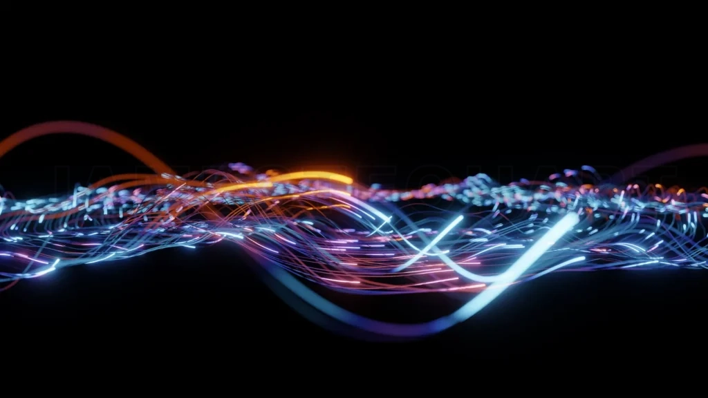 
3d rendering abstract data flow concept visualizing digital network communication