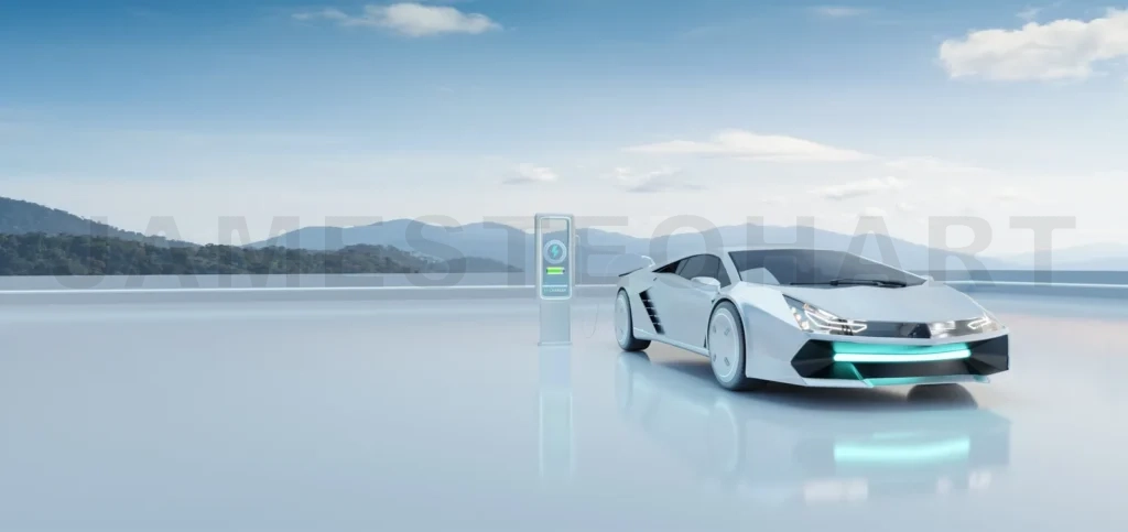 
EV Car charging with modern UI control information display charg