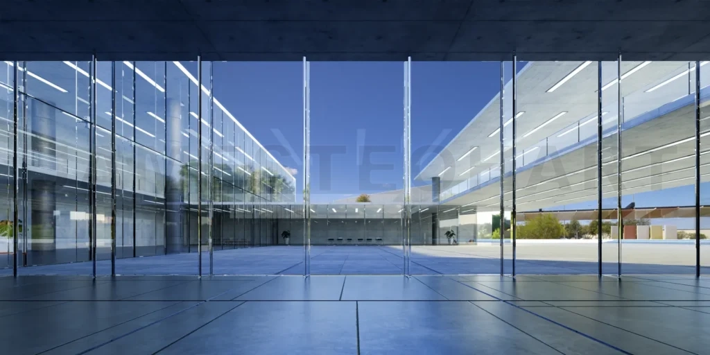 
Modern glass wall commercial buildings lobby hall