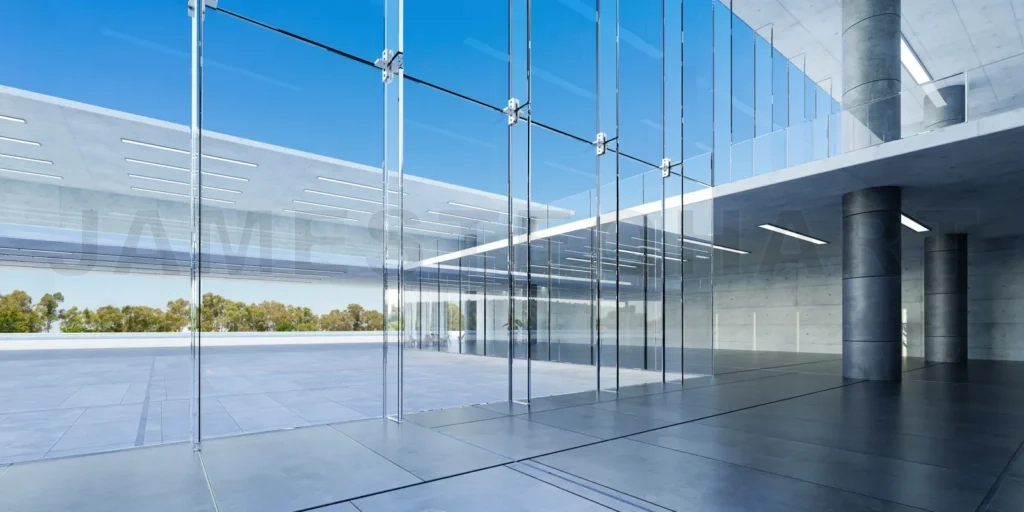 
Modern glass wall commercial buildings lobby hall