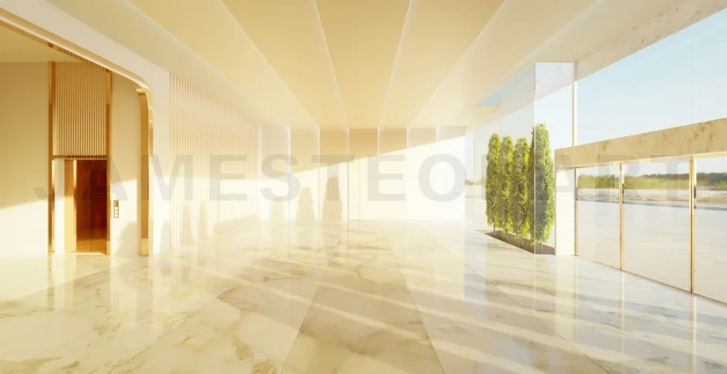 
Empty interior hall with modern and retro design