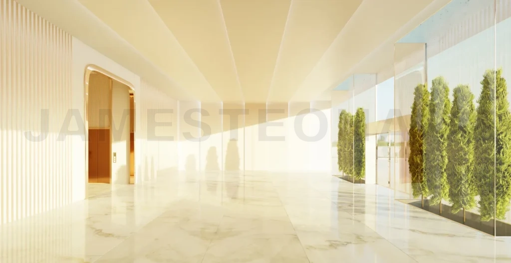 
Empty interior hall with modern and retro design