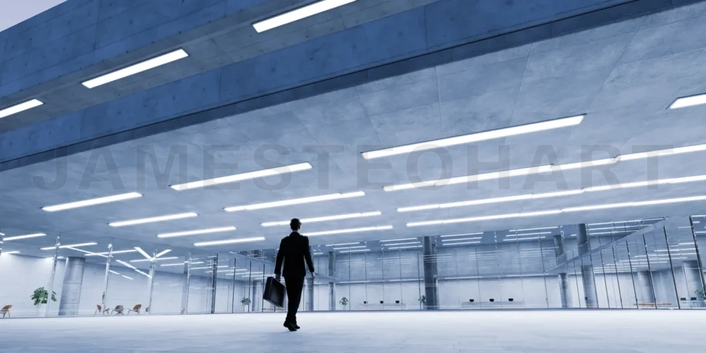 
Businessman walking back to business office