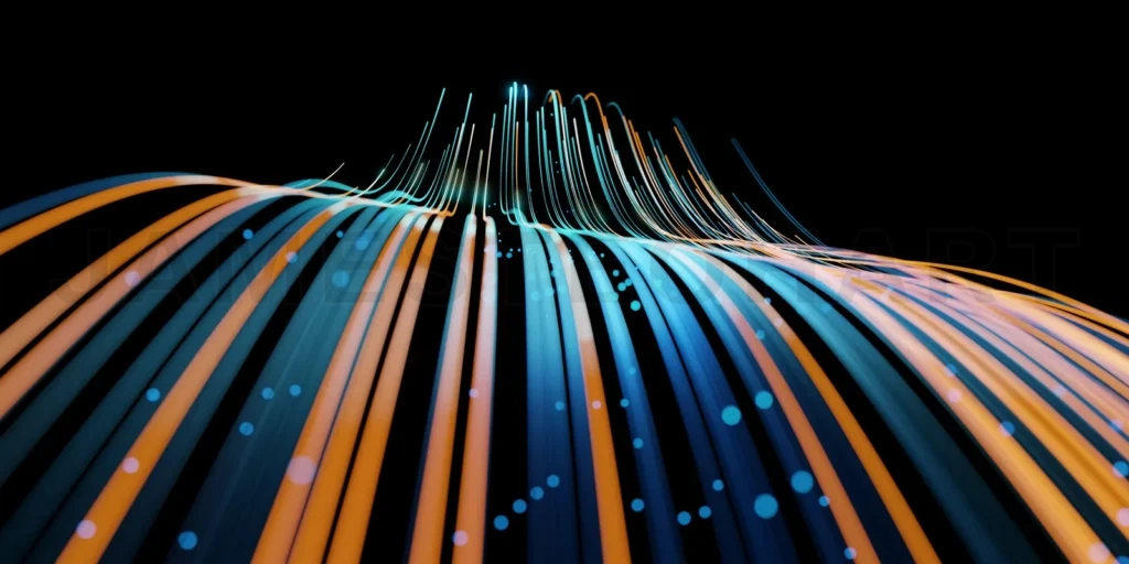 
Wave lines trails flowing dynamic in blue and orange colors