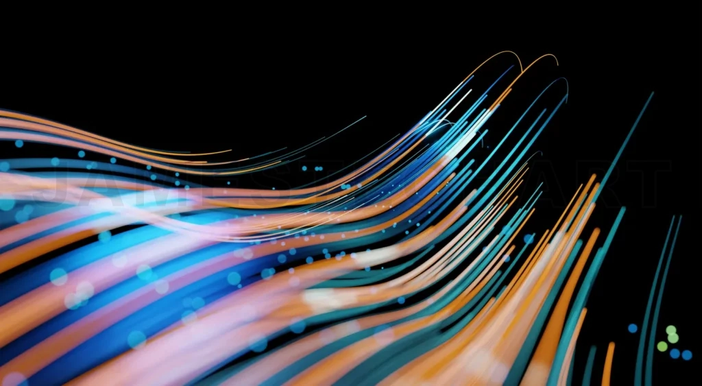 
Wave lines trails flowing dynamic in blue and orange colors