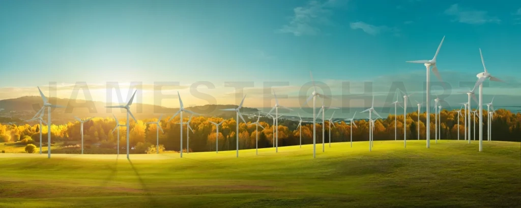 
Wind turbines in a field with beautiful landscape