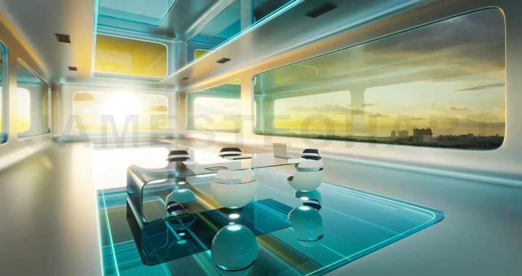 
Modern sci-fi futuristic interior office design with  beautiful