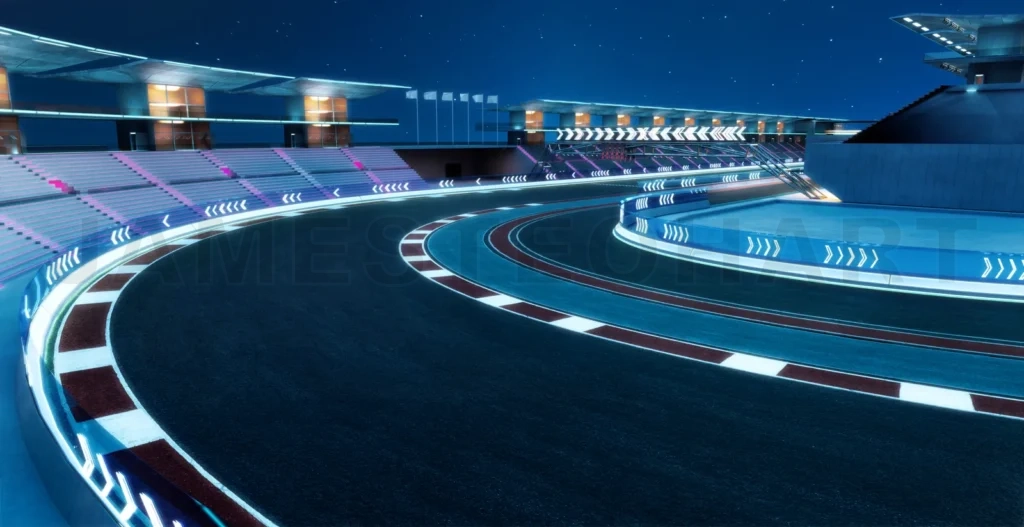 
3d rendering does not exist futuristic Racetrack Circuit