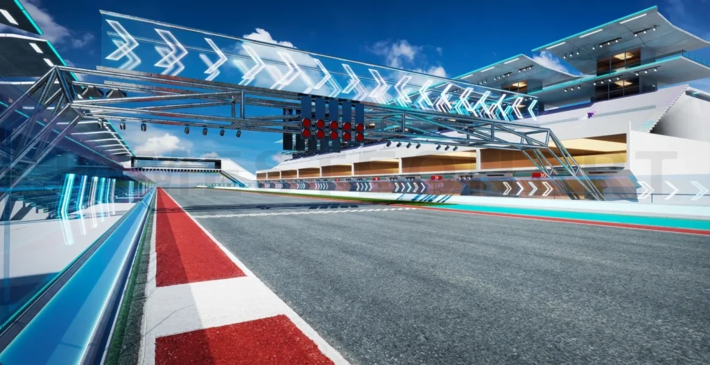 
3d rendering does not exist futuristic Racetrack Circuit