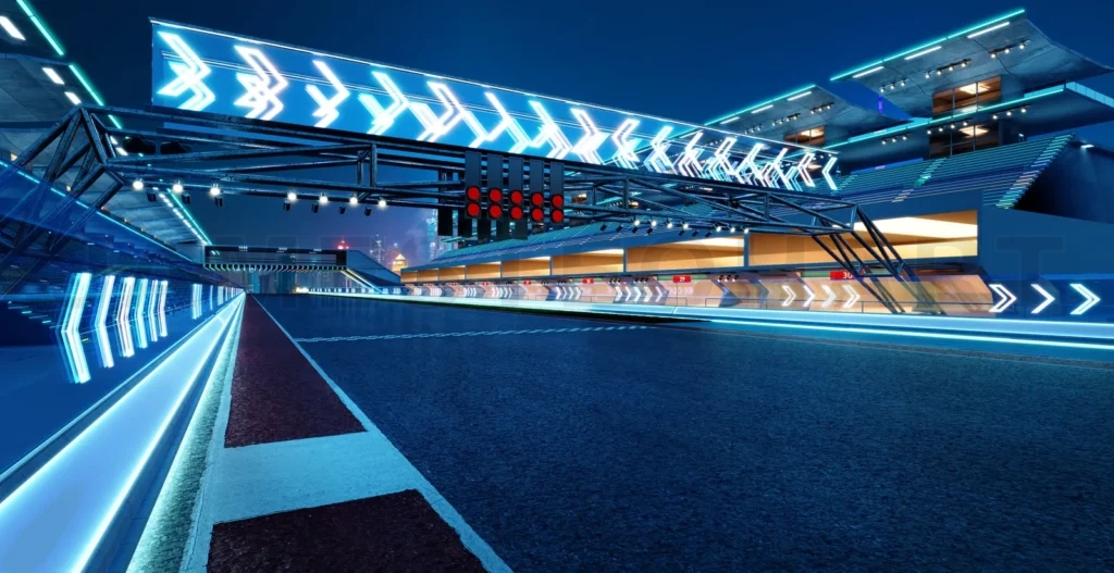 
3d rendering does not exist futuristic Racetrack Circuit