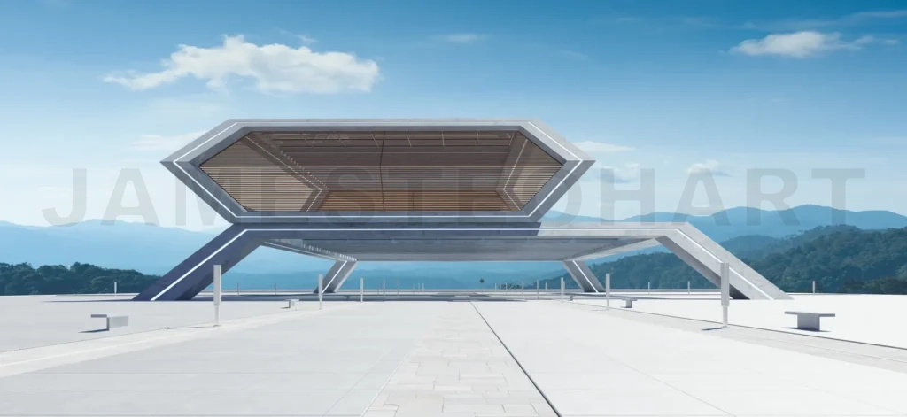 
Empty floor with modern buildings exterior