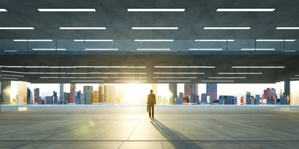 
Businessman walking on the commercial center