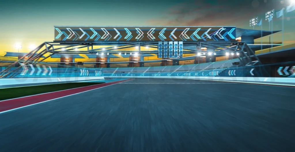
3d rendering racing concept of evening scene futuristic racetra