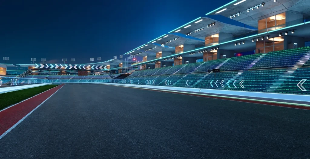 
3d rendering racing concept of evening scene futuristic racetra