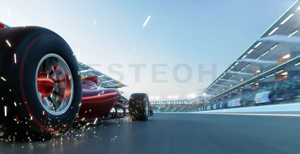 
3d render sport racing car fast driving to achieve the champion