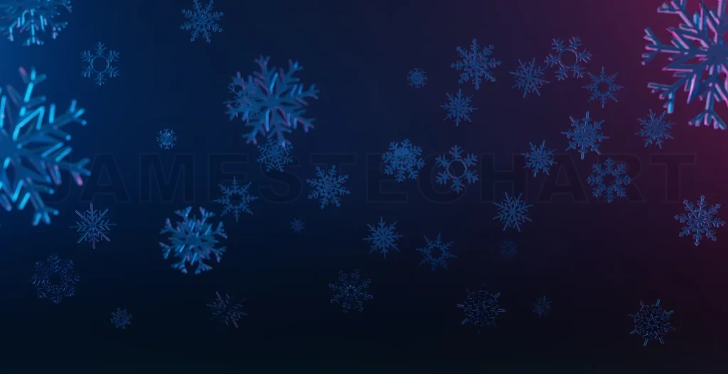 
3d rendering falling snowflakes creating festive winter holiday background