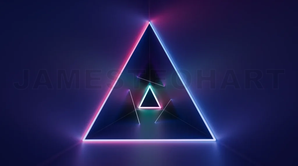 
Abstract glowing colorful triangular laser rays neon