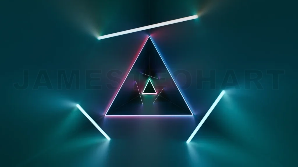 
Abstract glowing colorful triangular laser rays neon