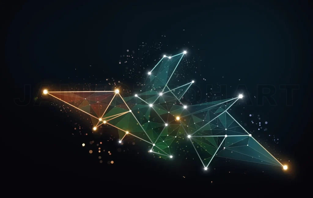 
Beautiful polygon lines and dots connection technology backgroun