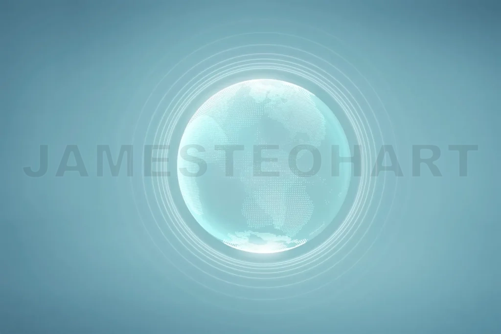 
Digital Glass Planet Earth With Hologram Design