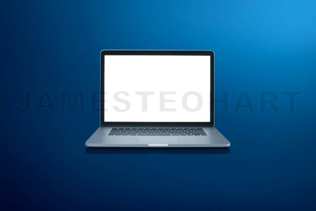 
Isolated Laptop With Empty Space On Blue Background