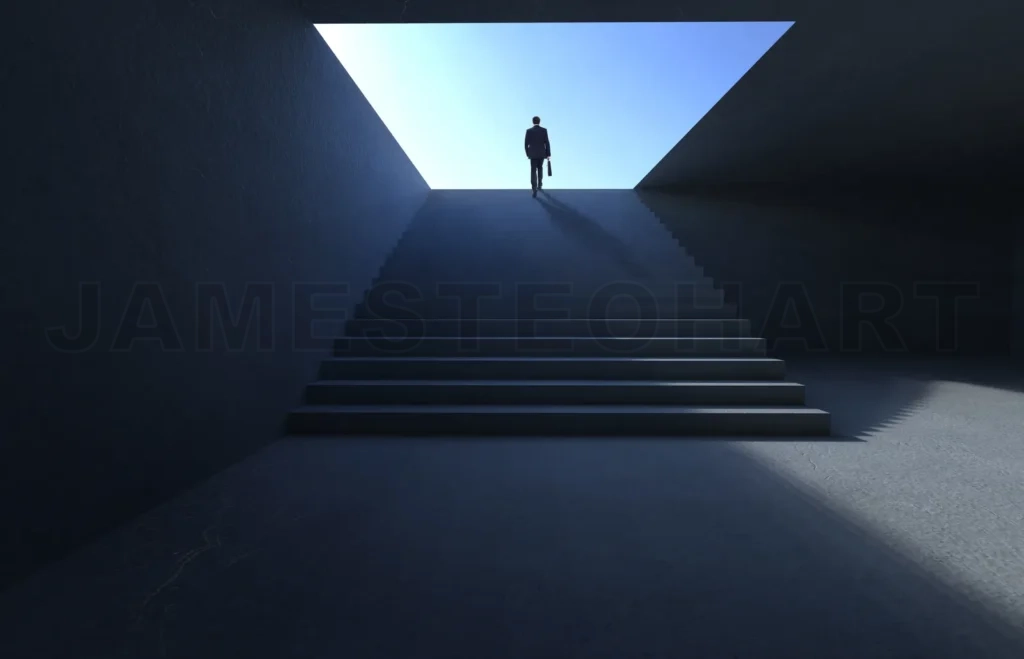 
Successful Businessman Climbing On Stair , Ambitions Concept