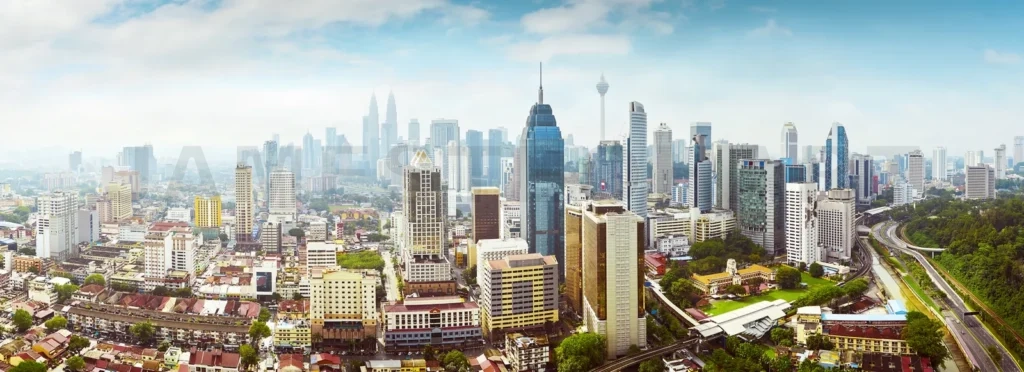 
Panorama Cityscape View In The Middle Of Kuala Lumpur City Center , Early Morning With Little Mist , Malaysia