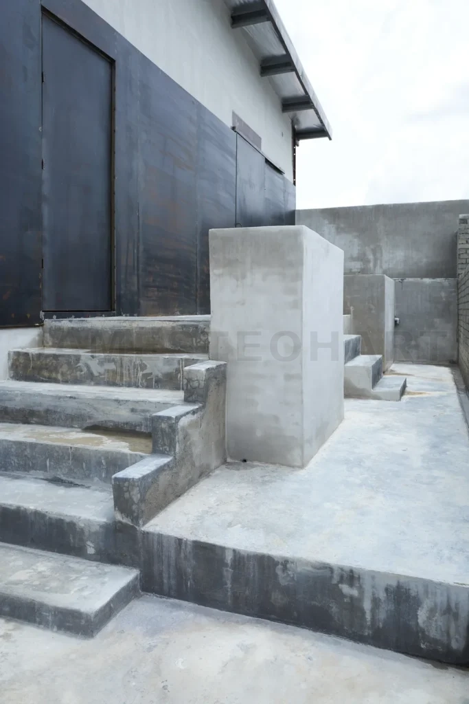 
Rough concrete structure building exterior