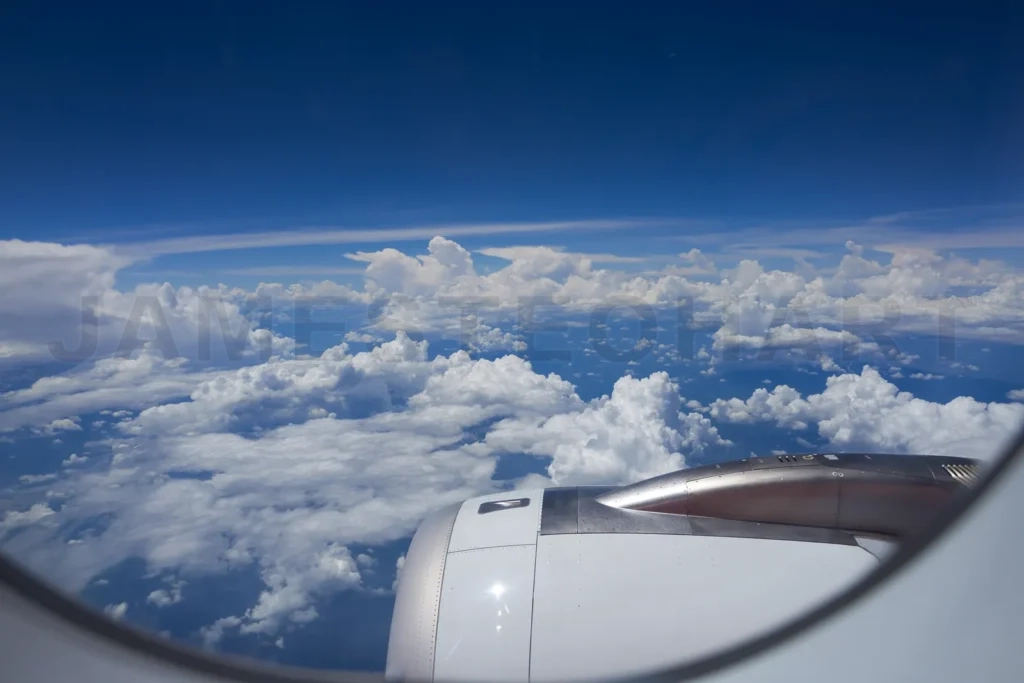 
Beautiful clouds in the sky from an airplane window