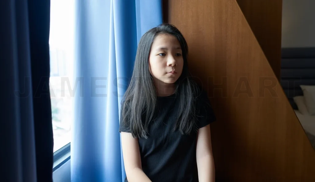 
Beauty asian teenager thinking question