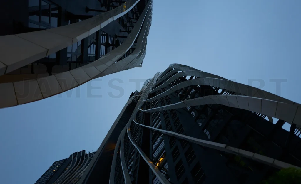 
Low angle shot of modern city buildings