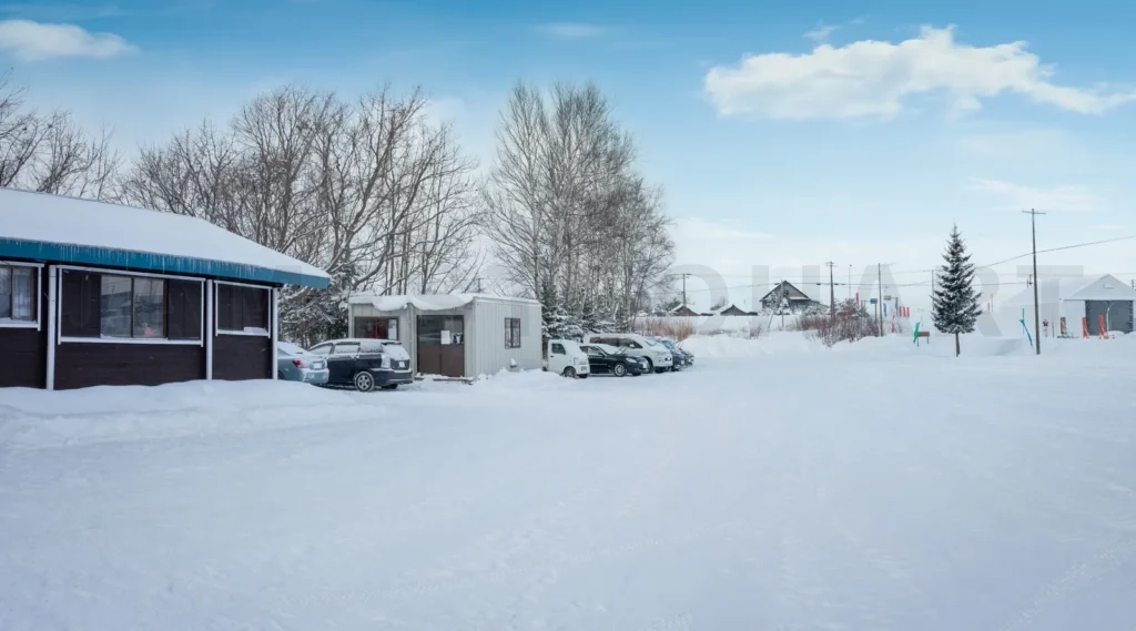 
Nobody snow-covered ground with beautiful winter small town