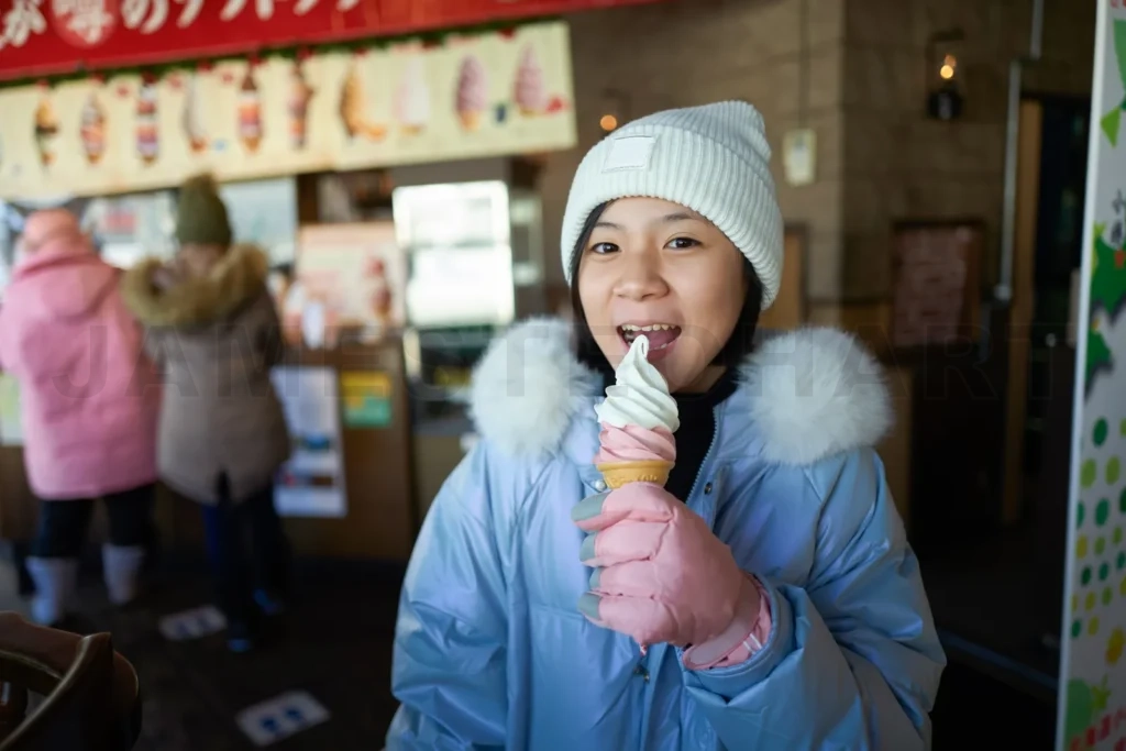 
Little girl is enjoying Hokkaido famous ice cream