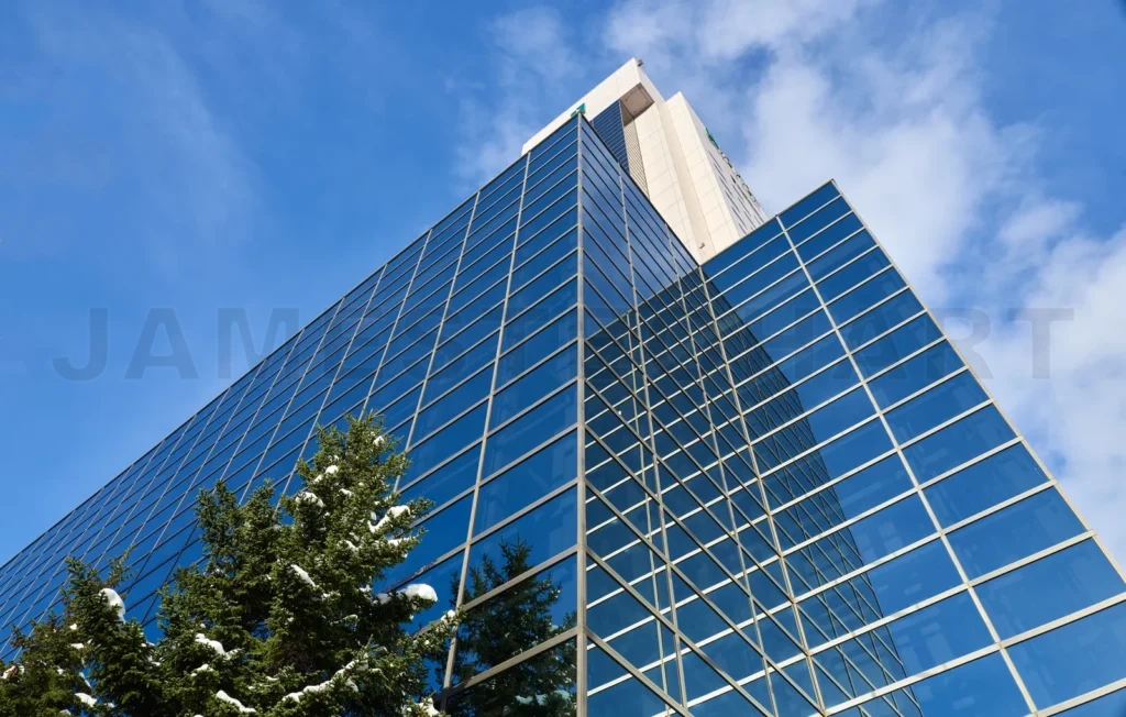 
Modern commercial buildings in Hokkaido
