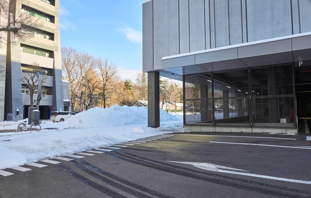 
Empty street in winter  Hokkaido Japan
