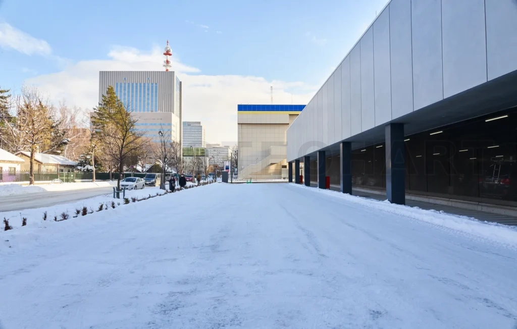 
Street covered with snow in winter in Hokkaido