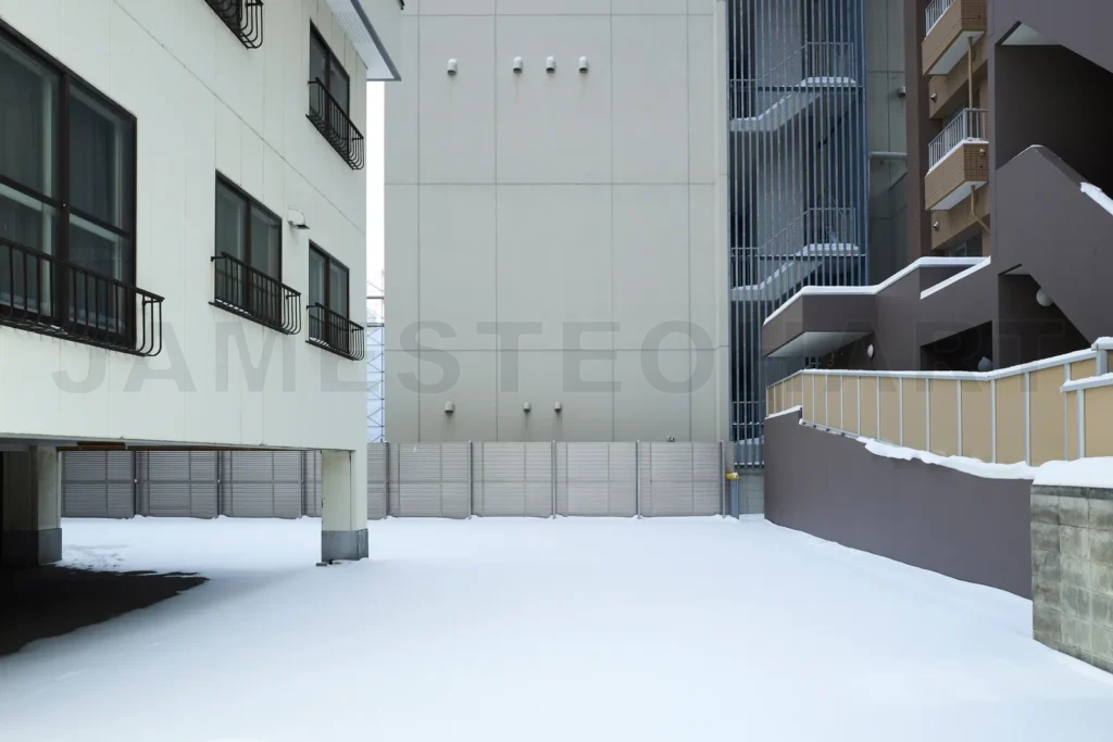 
Street view of snow covered in Sapporo