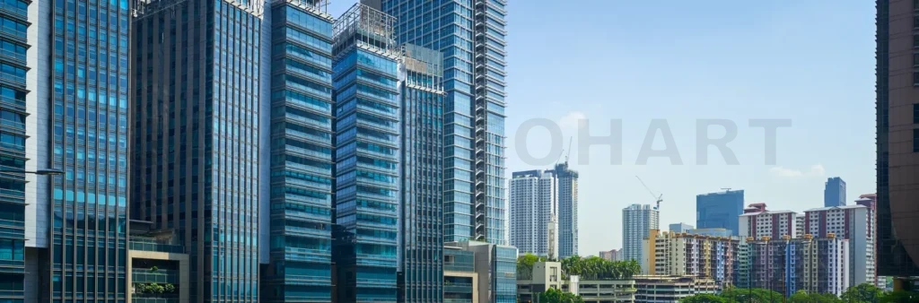 
Modern glass and steel buildings dominating the skyline of malay
