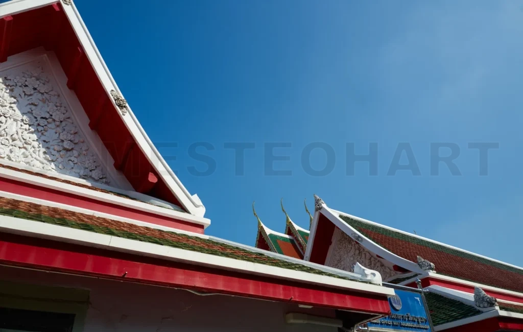 
Temple designed roof at famous attraction Wat Arun in Bangkok