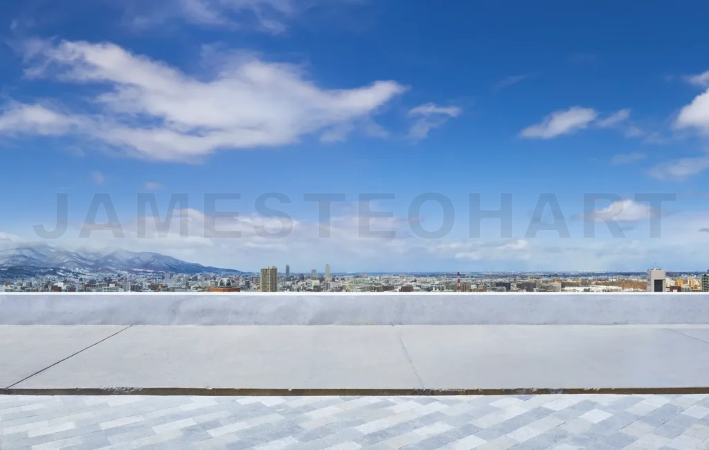 
Empty cement and with beautiful cityscape background
