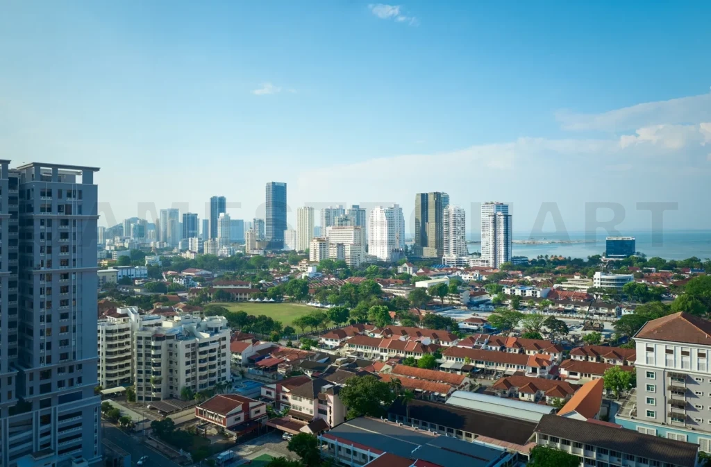 
Aerial Panoramic View Of Penang George Town City